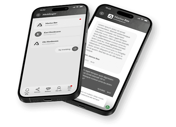 To mobilskjermer med bilder av appen