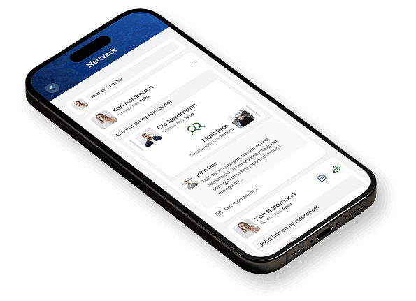 Mockup av appen på en mobilskjerm123